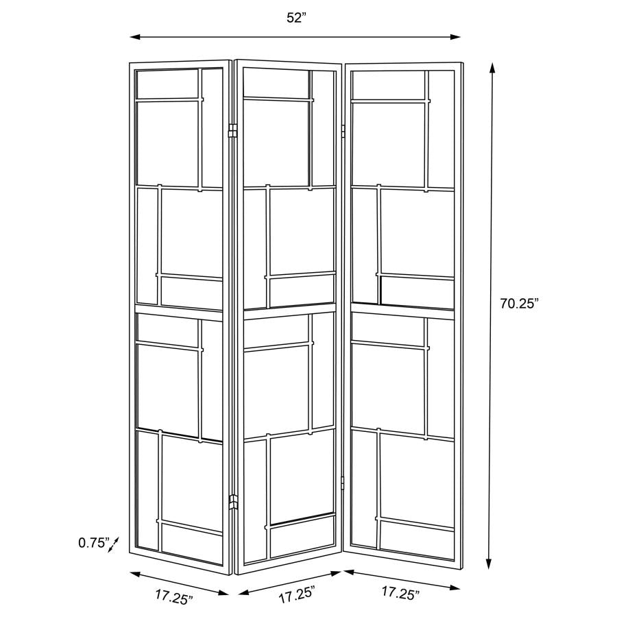 Damis - 3-Panel Room Divider Folding Shoji Screen - Black