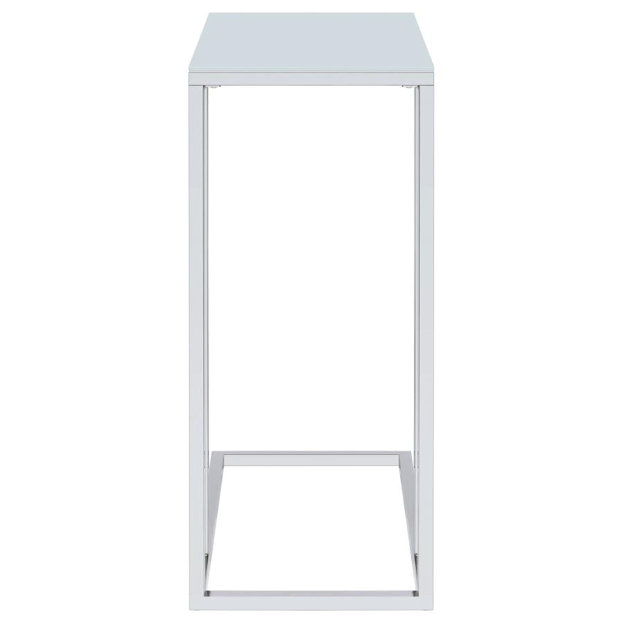 Stella - Glass Top C-Shaped Sofa Side Table - Chrome