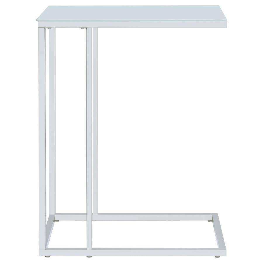 Stella - Glass Top C-Shaped Sofa Side Table - Chrome