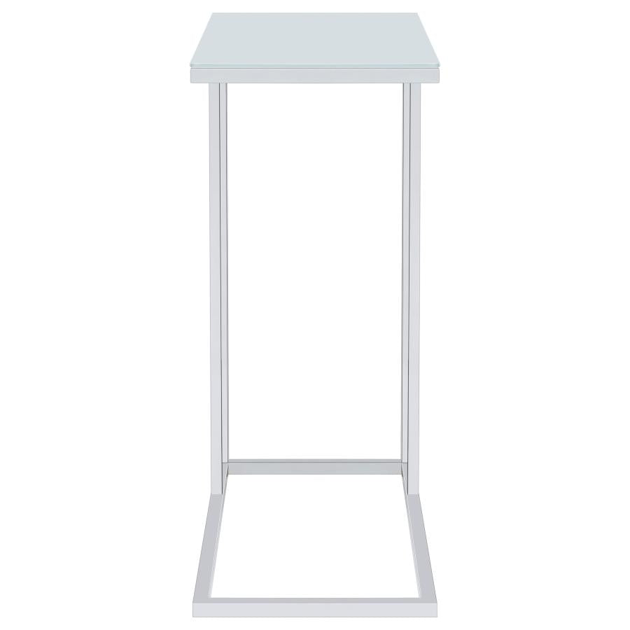 Stella - Glass Top C-Shaped Sofa Side Table - Chrome