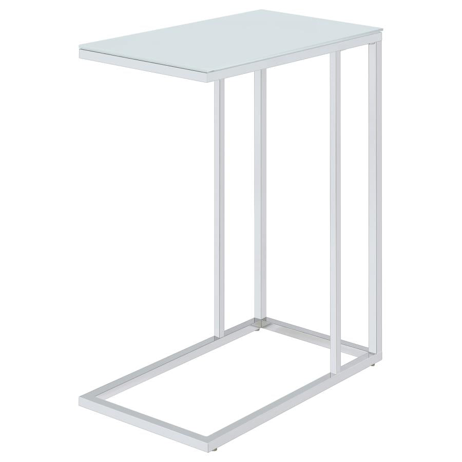 Stella - Glass Top C-Shaped Sofa Side Table - Chrome