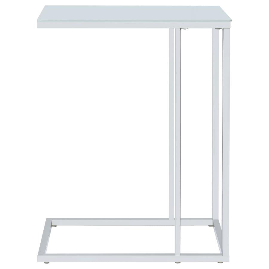 Stella - Glass Top C-Shaped Sofa Side Table - Chrome