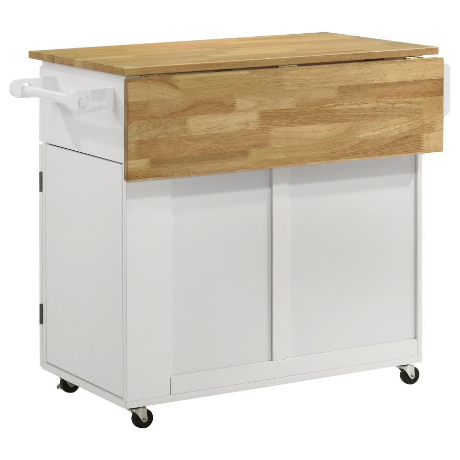 Jalen - 3 Door Mobile Kitchen Cart - Natural Brown And White