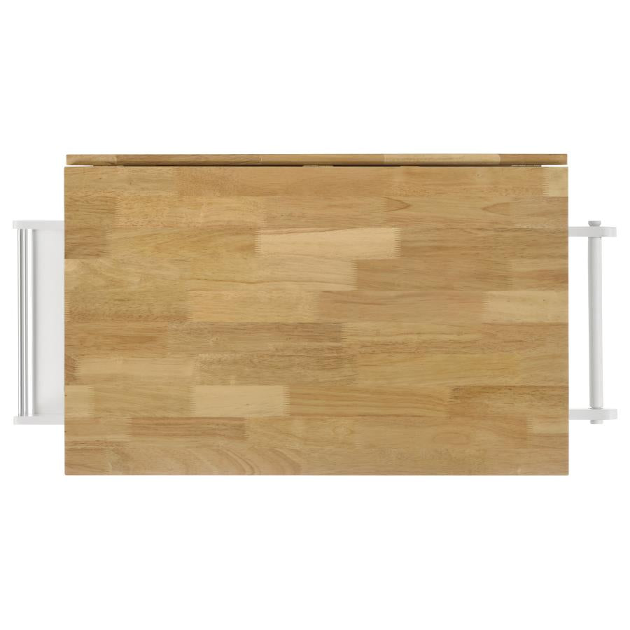 Jalen - 3 Door Mobile Kitchen Cart - Natural Brown And White