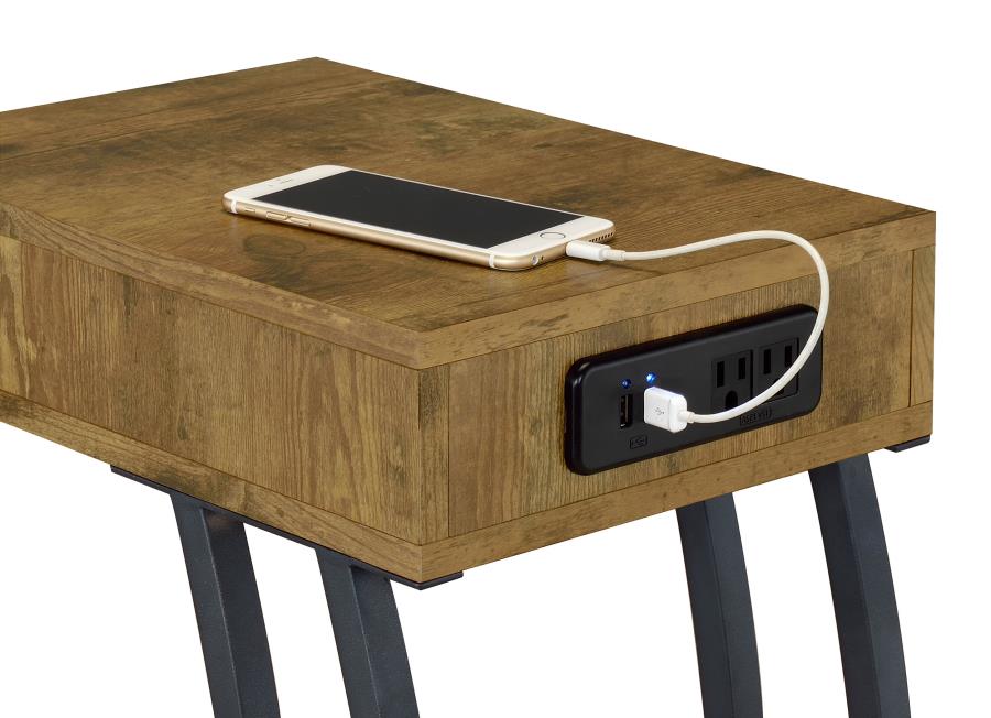 Troy - 1-Drawer C-Shaped Side Table Power Outlet