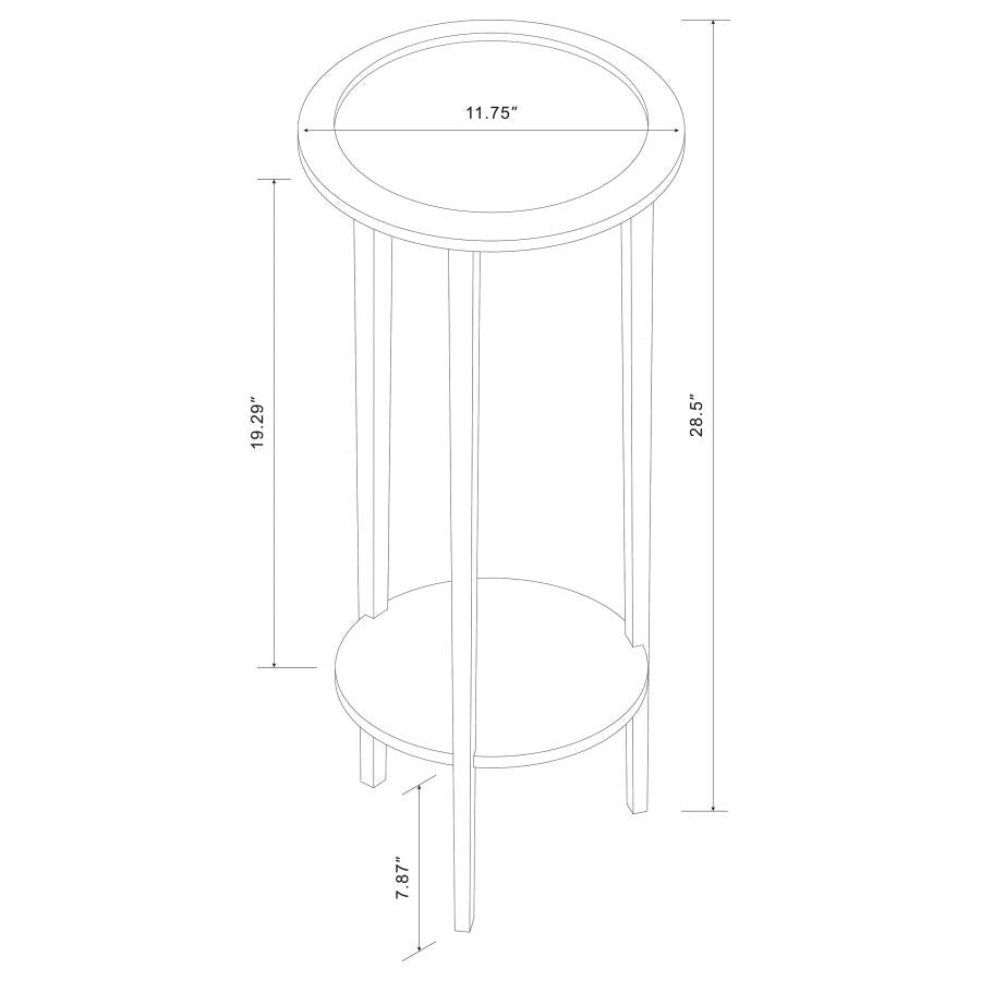Kirk - 1-Shelf Round Wood Plant Stand Side Table - Espresso