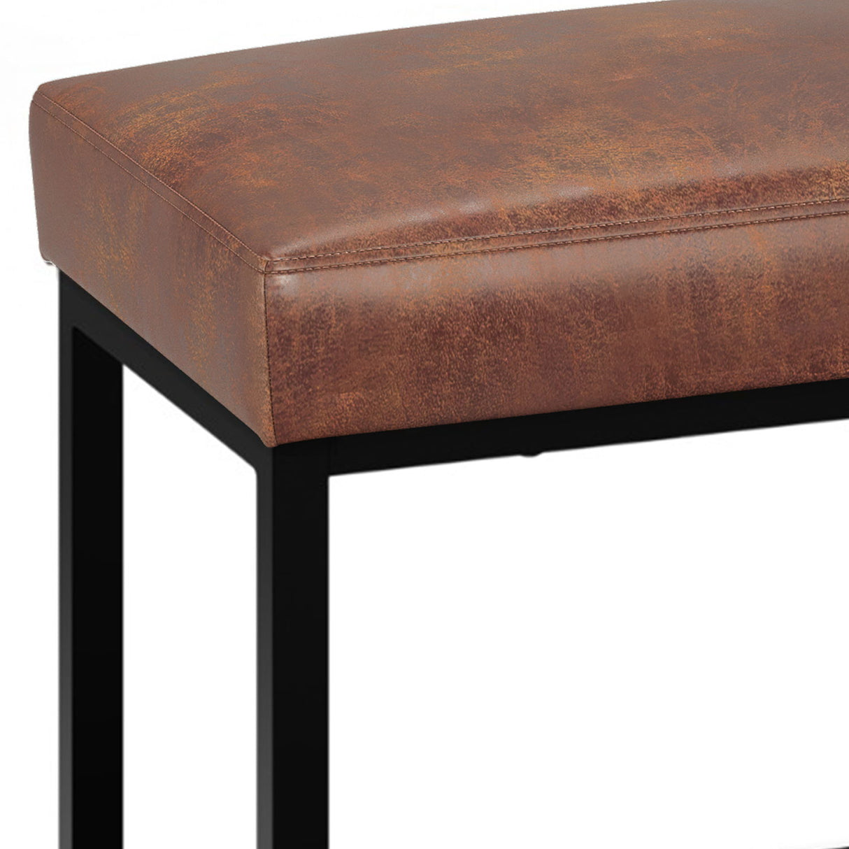 Reynolds - Ottoman Bench - Distressed Saddle Brown by Simpli-Home | Bel Furniture