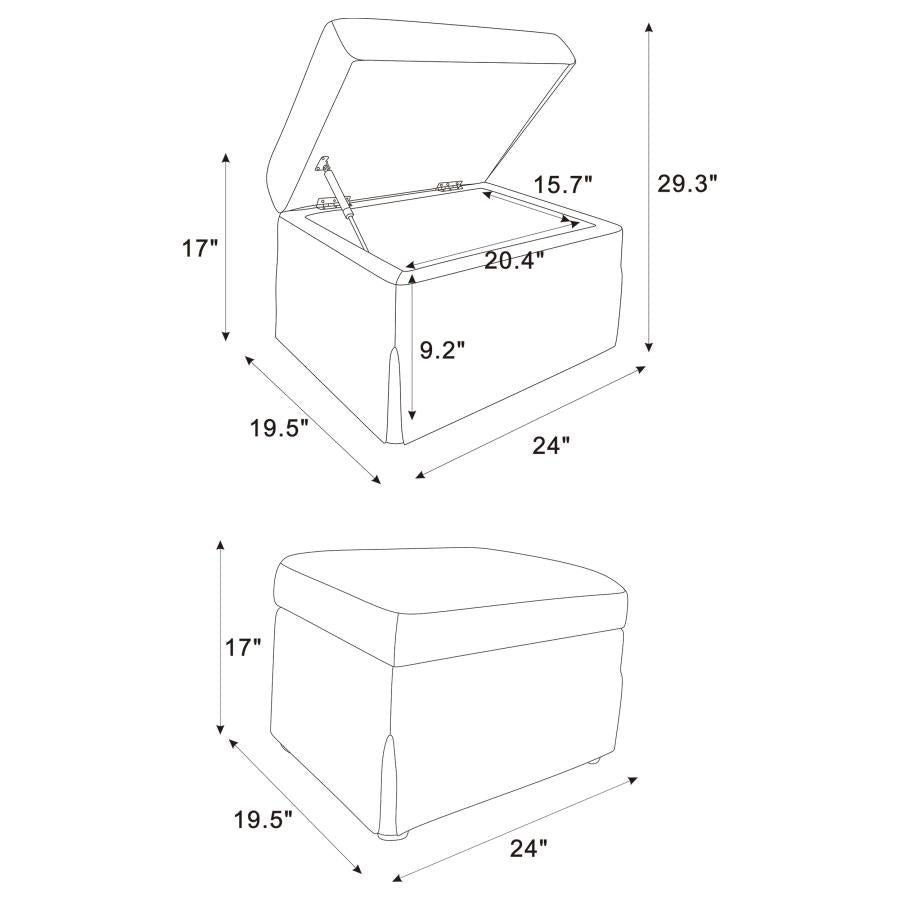 Winter - Upholstered Hydraulic Lift Top Storage Ottoman