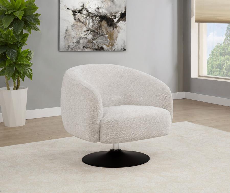 Dave - Upholstered Barrel Back Swivel Club Chair - Beige