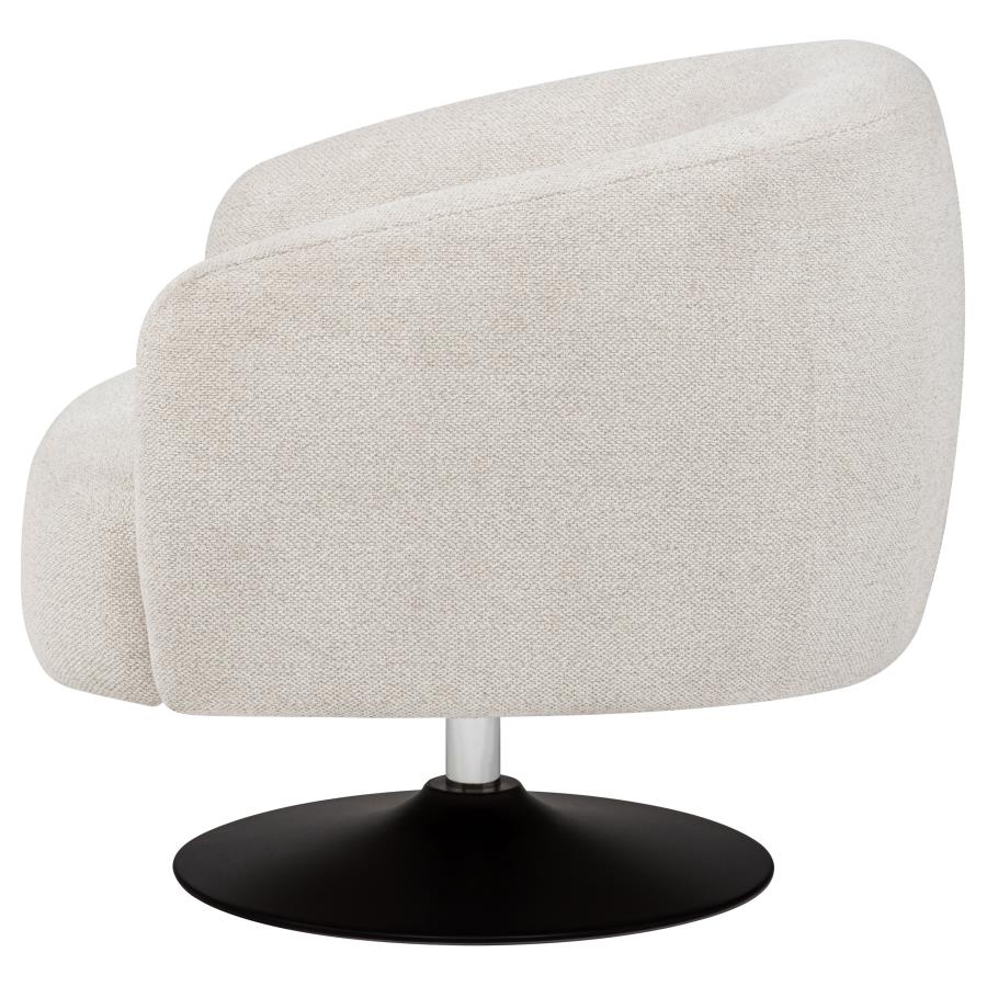 Dave - Upholstered Barrel Back Swivel Club Chair - Beige