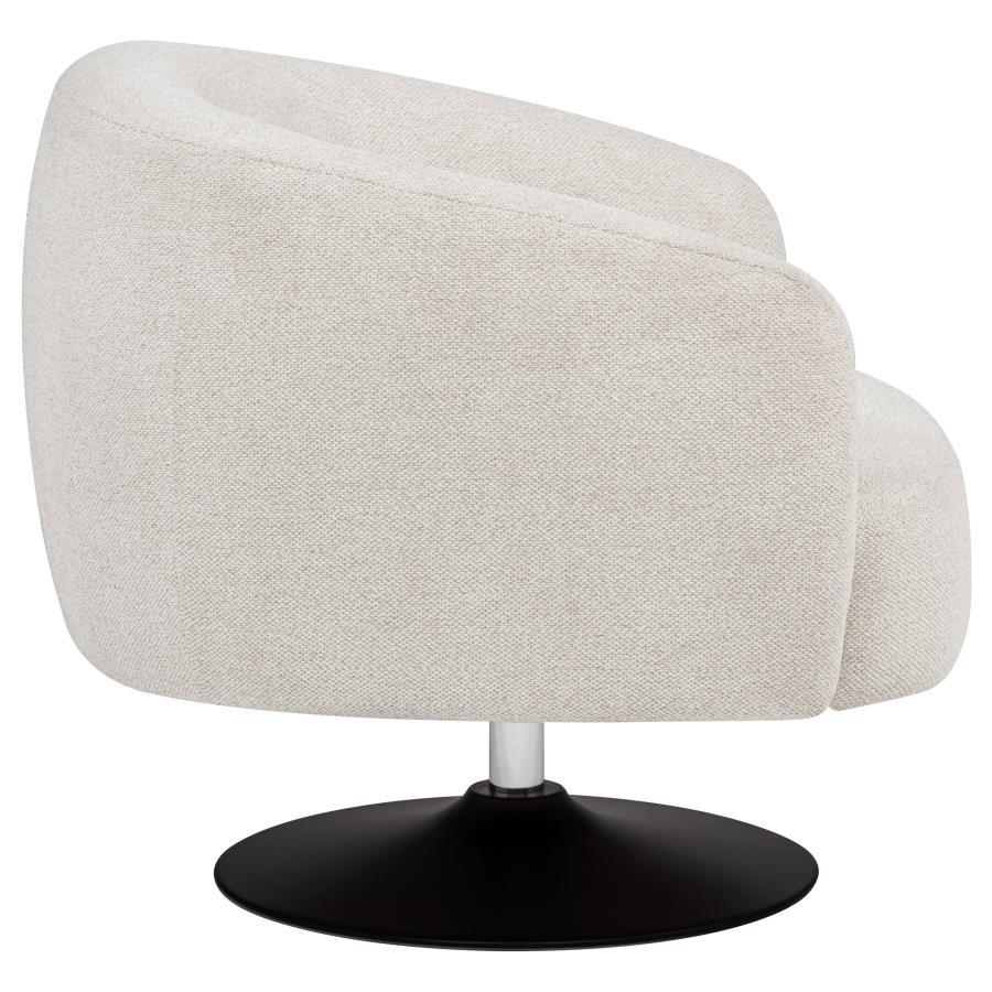 Dave - Upholstered Barrel Back Swivel Club Chair - Beige