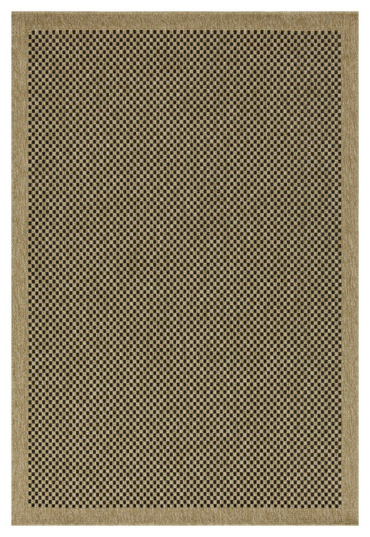 Earth - 5'3" X 7'3" Indoor, Outdoor Area Rug, Polypropylene - Jute / Black