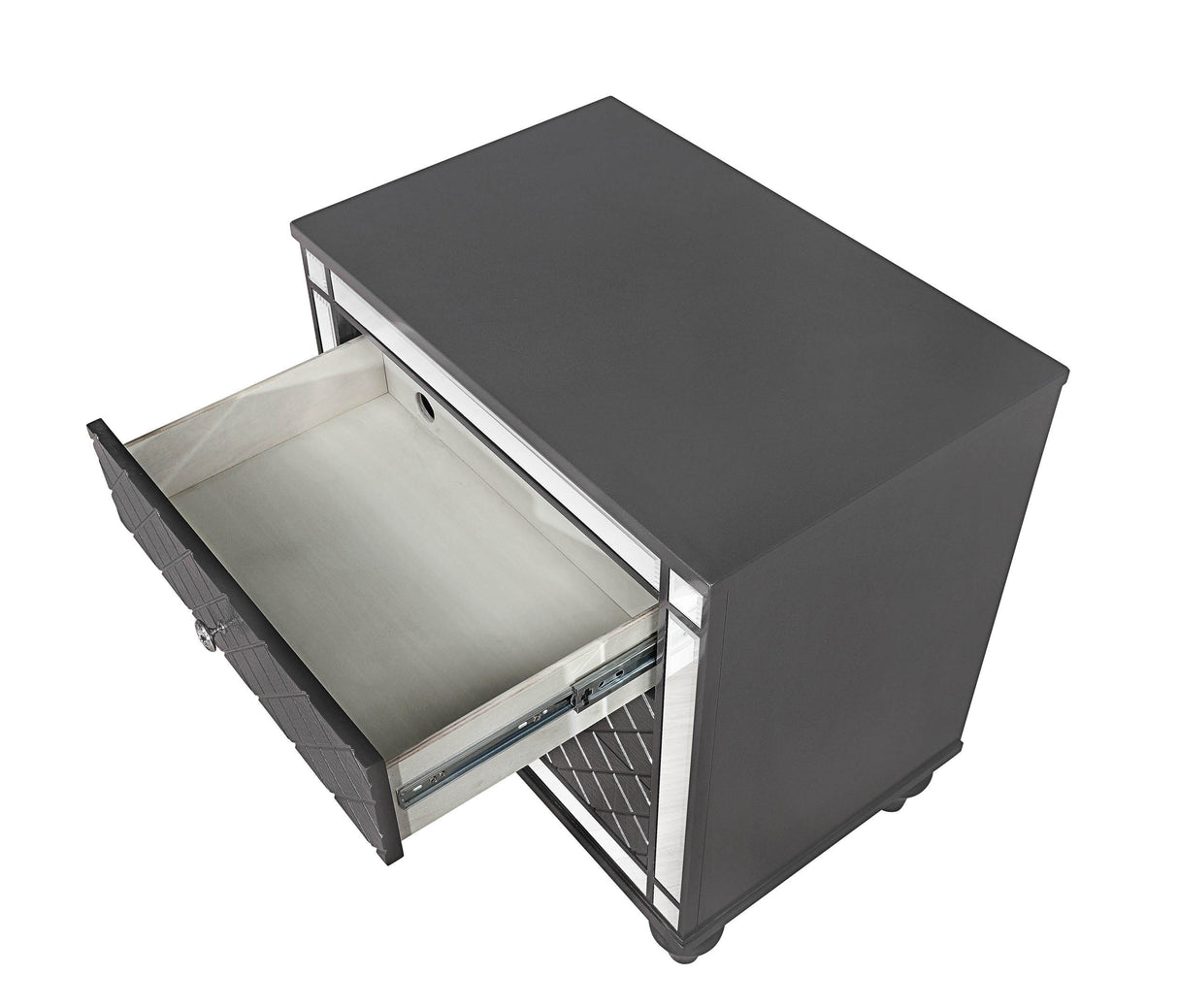 Refino - Nightstand - Dark Gunmetal by Crown Mark | Bel Furniture