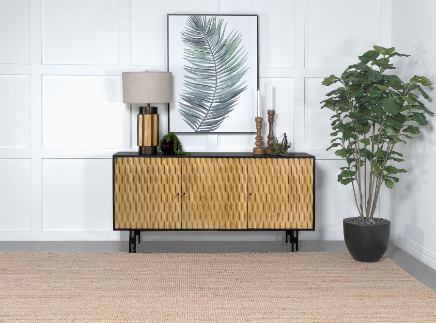 Aminah - 3 Door Wood Accent Cabinet - Natural And Black by Coaster Fine Furniture | Bel Furniture