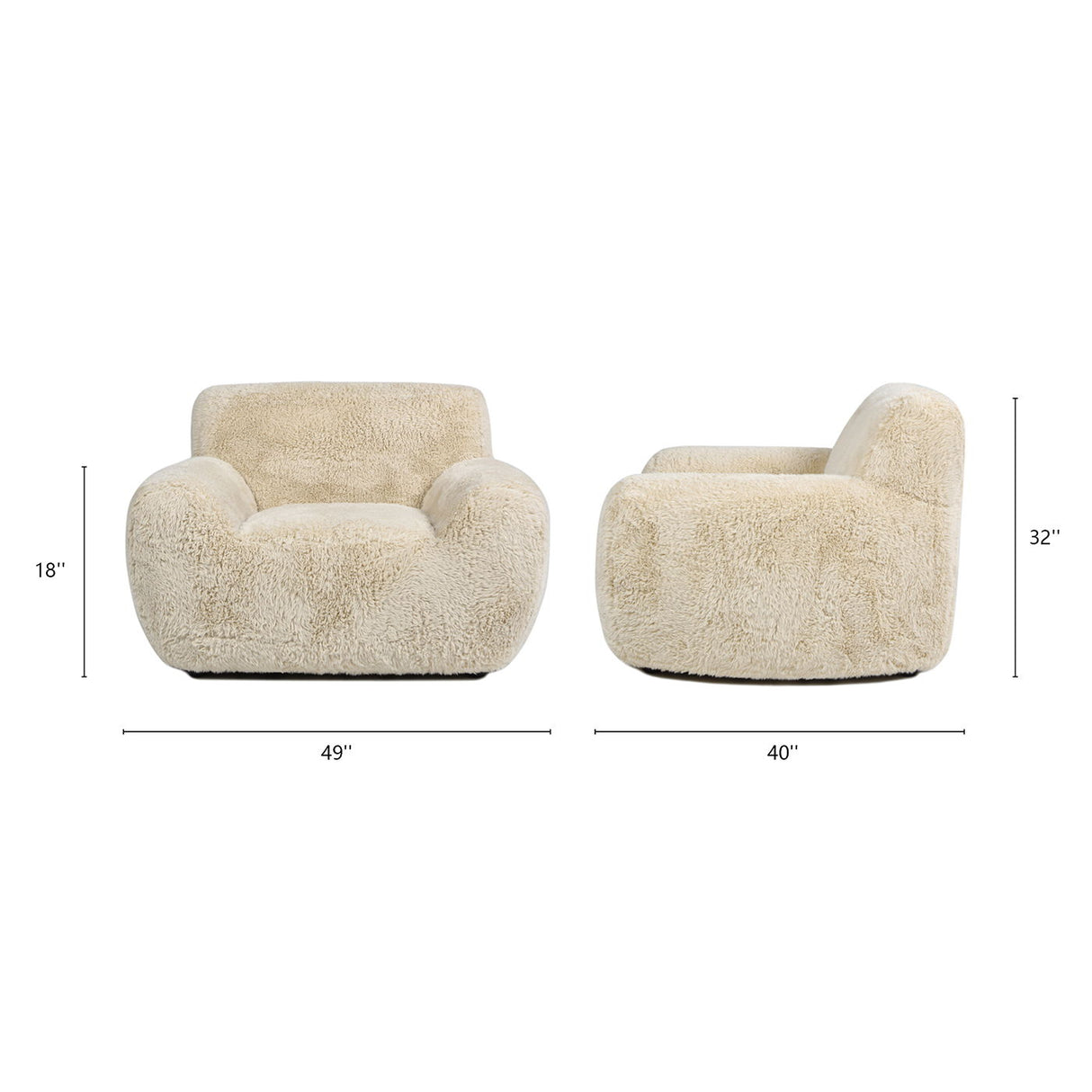 Summit - Faux Sheepskin Overstuffed Arm Chair - Cream Beige by Jennifer Taylor Home | Bel Furniture