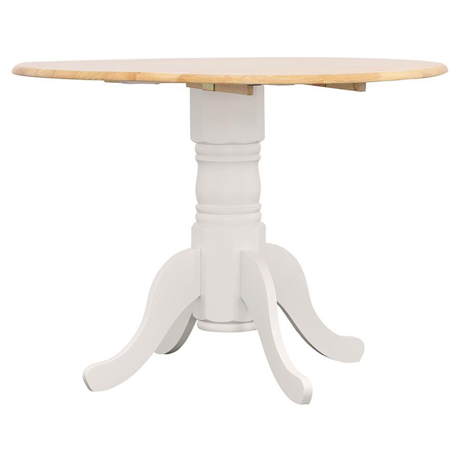Allison - 5 Piece Round Drop Leaf Dining Table Set - White by CoasterEveryday | Bel Furniture