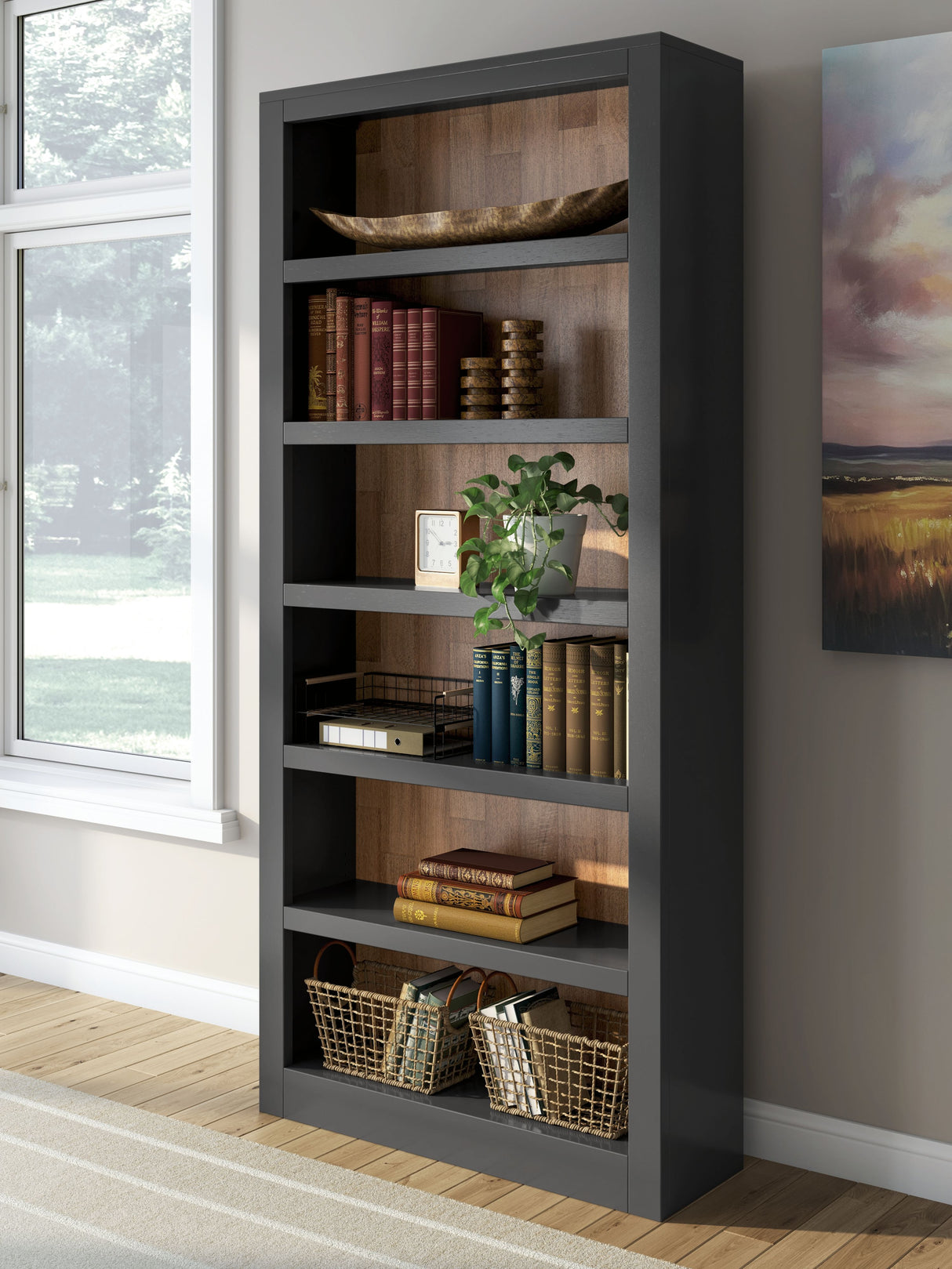 Wildenauer - Brown / Black - Bookcase by Signature Design by Ashley® | Bel Furniture