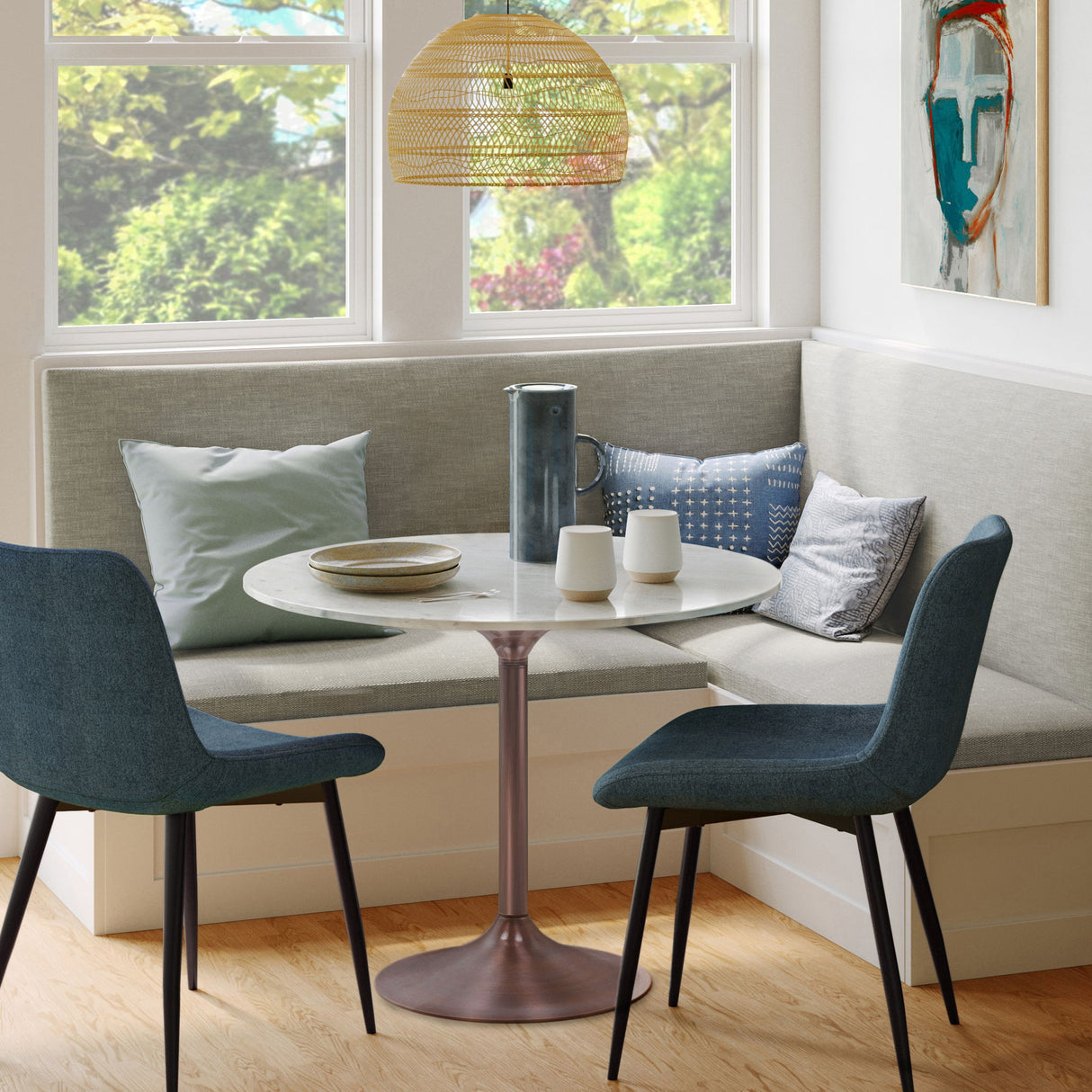 Osborne - Round Dining Table - White / Copper by Simpli-Home | Bel Furniture