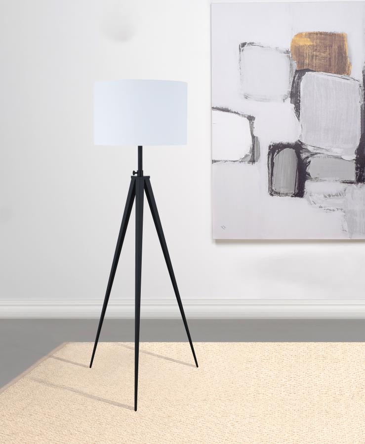 Harrington - Drum Shade Metal Tripod Floor Lamp - Black