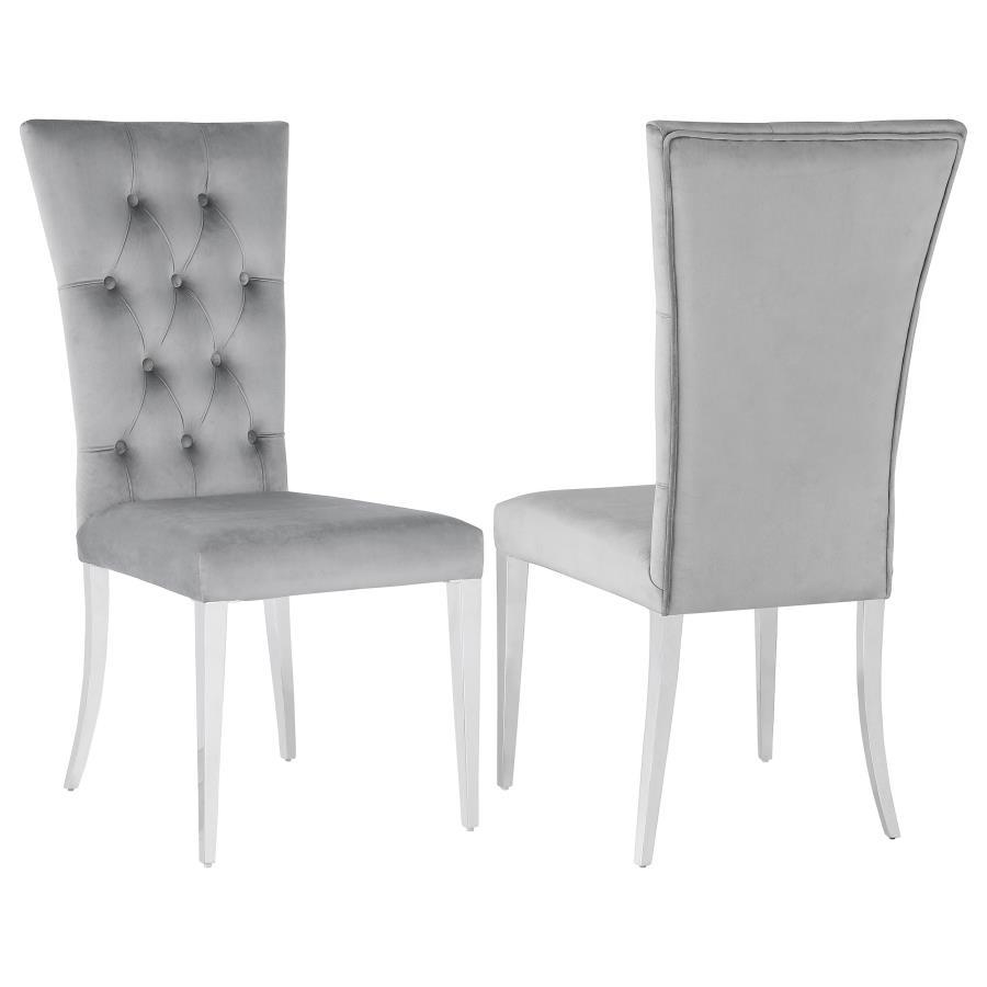Kerwin - Velvet Upholstered Dining Side Chair (Set of 2) Dark Gray by CoasterElevations | Bel Furniture