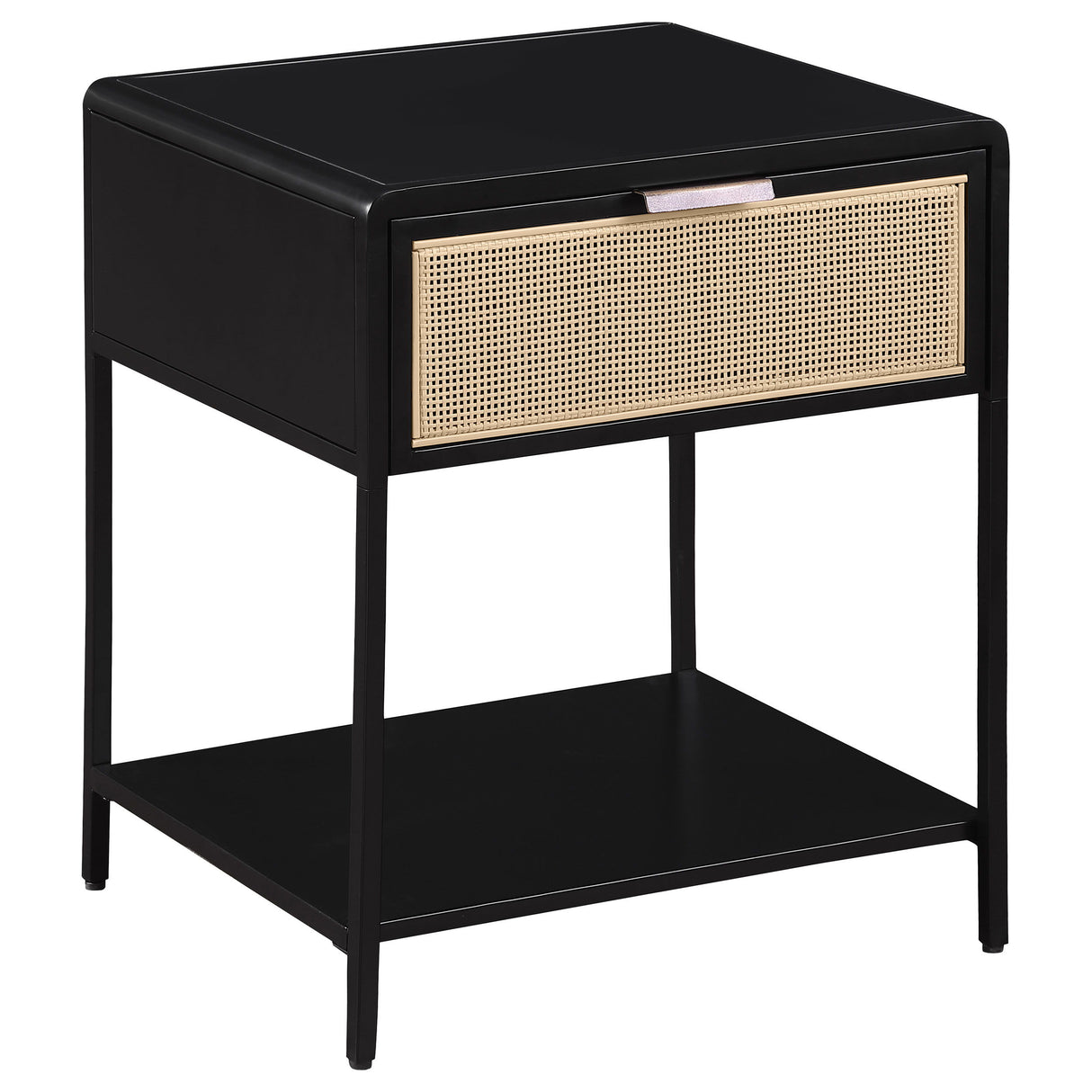 Amherst - 1-Drawer Radio Weave Rattan Metal Side Table Black by Coaster Fine Furniture | Bel Furniture