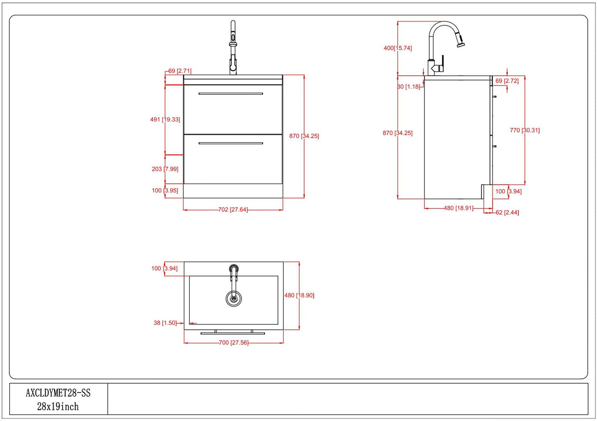 Metro - Laundry Cabinet & Faucet And Stainless Steel Sink