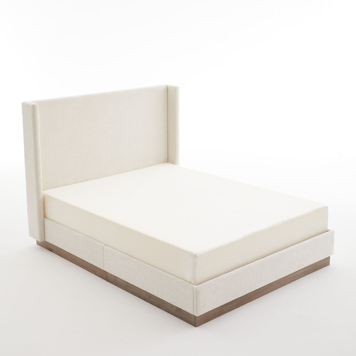 Hosford - Minimalist Upholstered Wingback Bed With Wood Base Platform