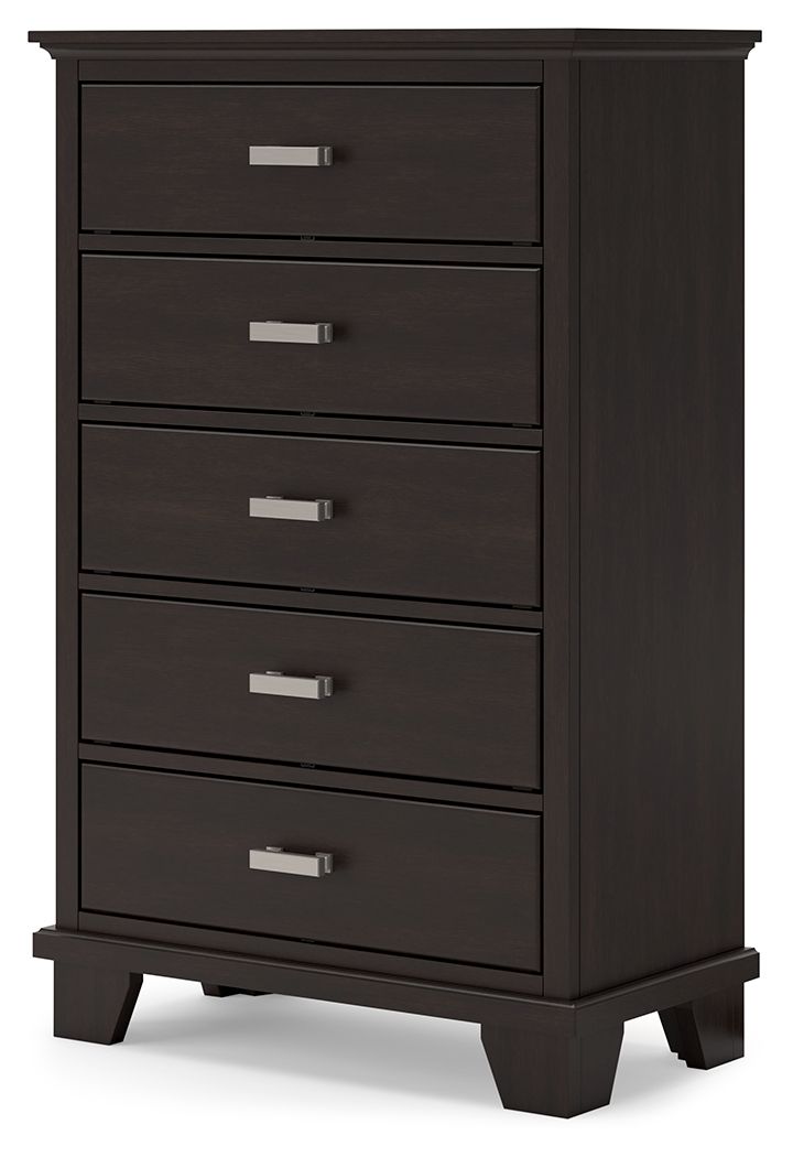 Covetown - Dark Brown - Five Drawer Chest by Signature Design by Ashley® | Bel Furniture