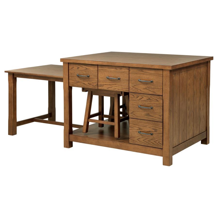 Mayfair - 3 Piece Kitchen Island With Extension Table - Dark Oak