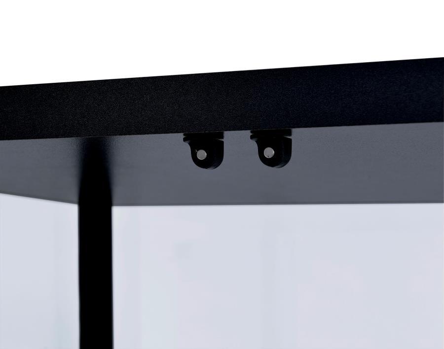 Delphinium - 5-Shelf Clear Glass Curio Display Cabinet - Black by CoasterEveryday | Bel Furniture