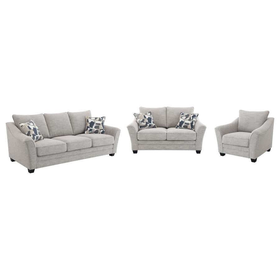 Tomkins - Boucle Upholstered Sofa Set Gray 3 Pc. Sofa, Loveseat, Chair by Coaster Fine Furniture | Bel Furniture