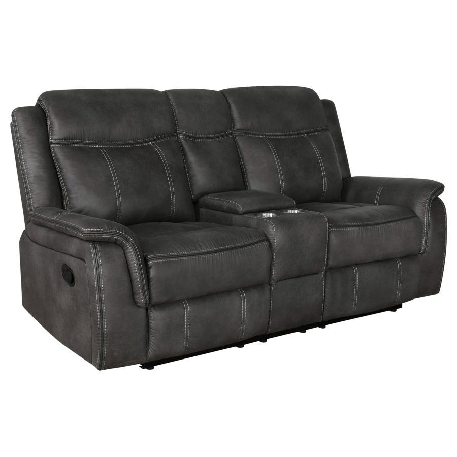 Lawrence - Upholstered Padded Arm Reclining Loveseat - Charcoal by CoasterEveryday | Bel Furniture