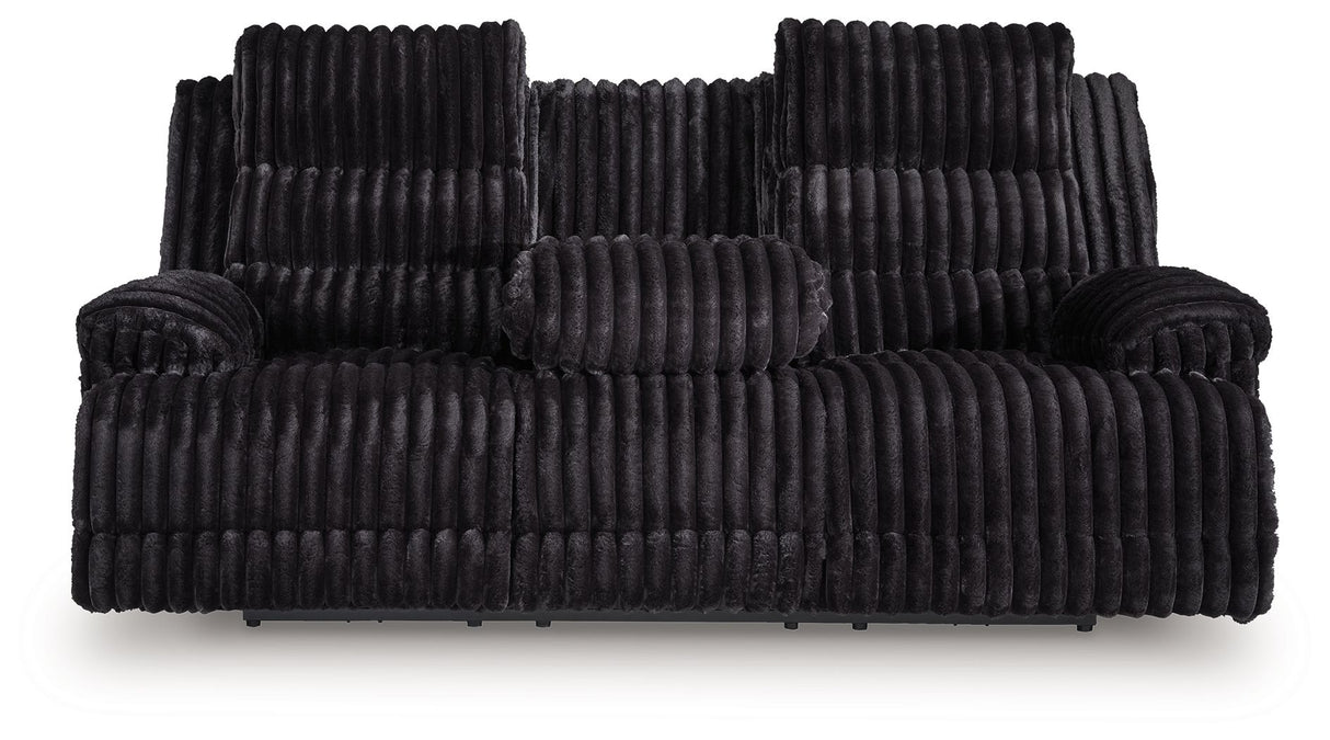 Rhine Falls - Onyx - Reclining Power Sofa With Drop Down Table by Signature Design by Ashley® | Bel Furniture