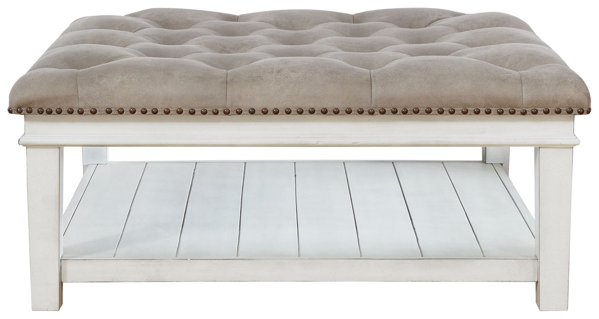 Kanwyn - Whitewash - Uph Ottoman Cocktail Table by Signature Design by Ashley® | Bel Furniture