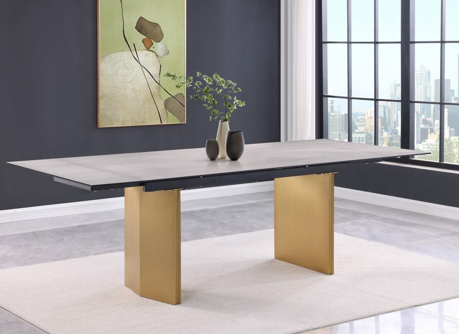 Vesa - Glass Top Extension Dining Table - Beige by Coaster Fine Furniture | Bel Furniture