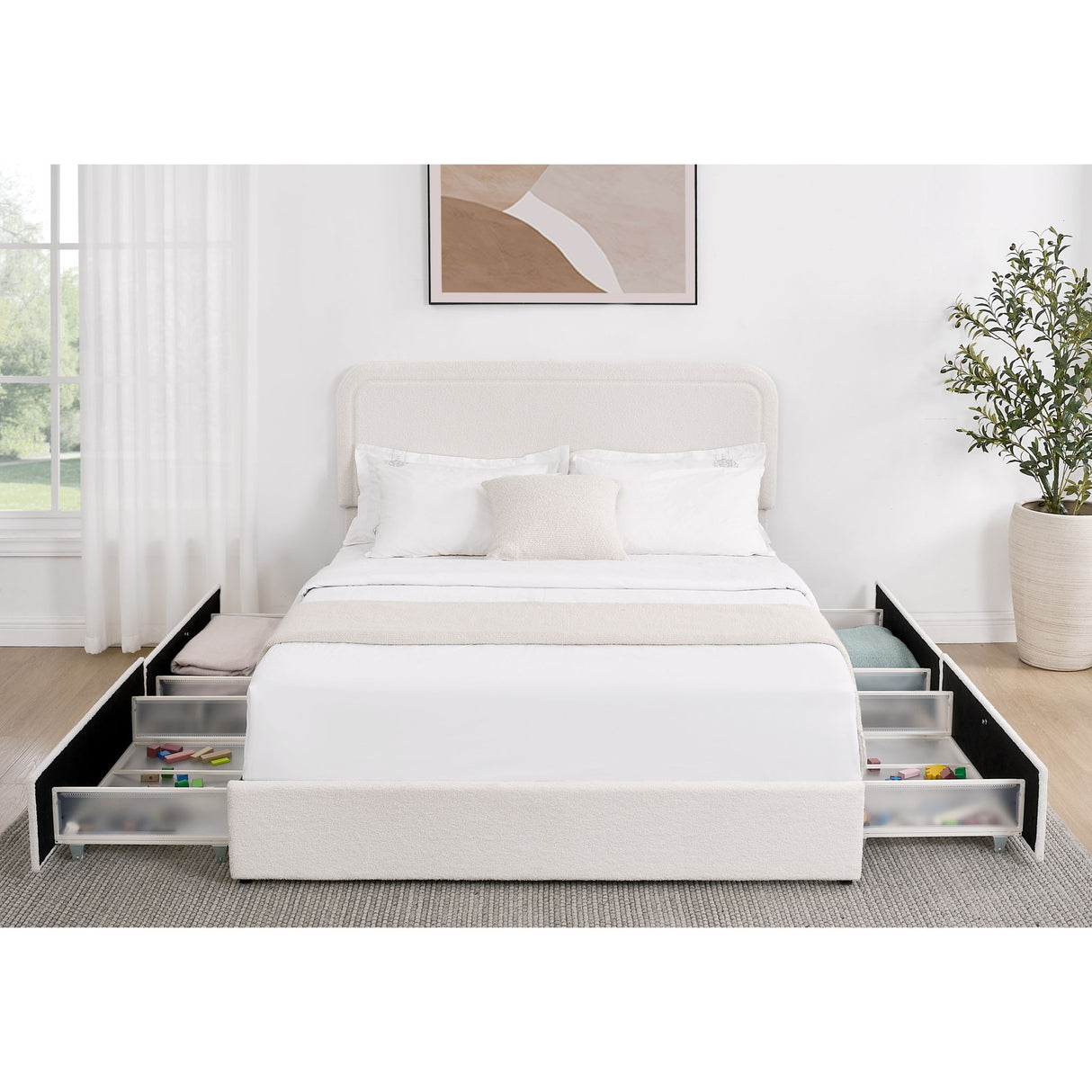 Liv - Patented With Drawers Upholstered Storage Platform Bed
