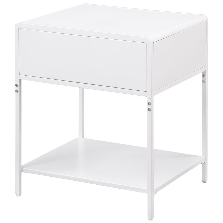 Amherst - 1-Drawer Radio Weave Rattan Metal Side Table