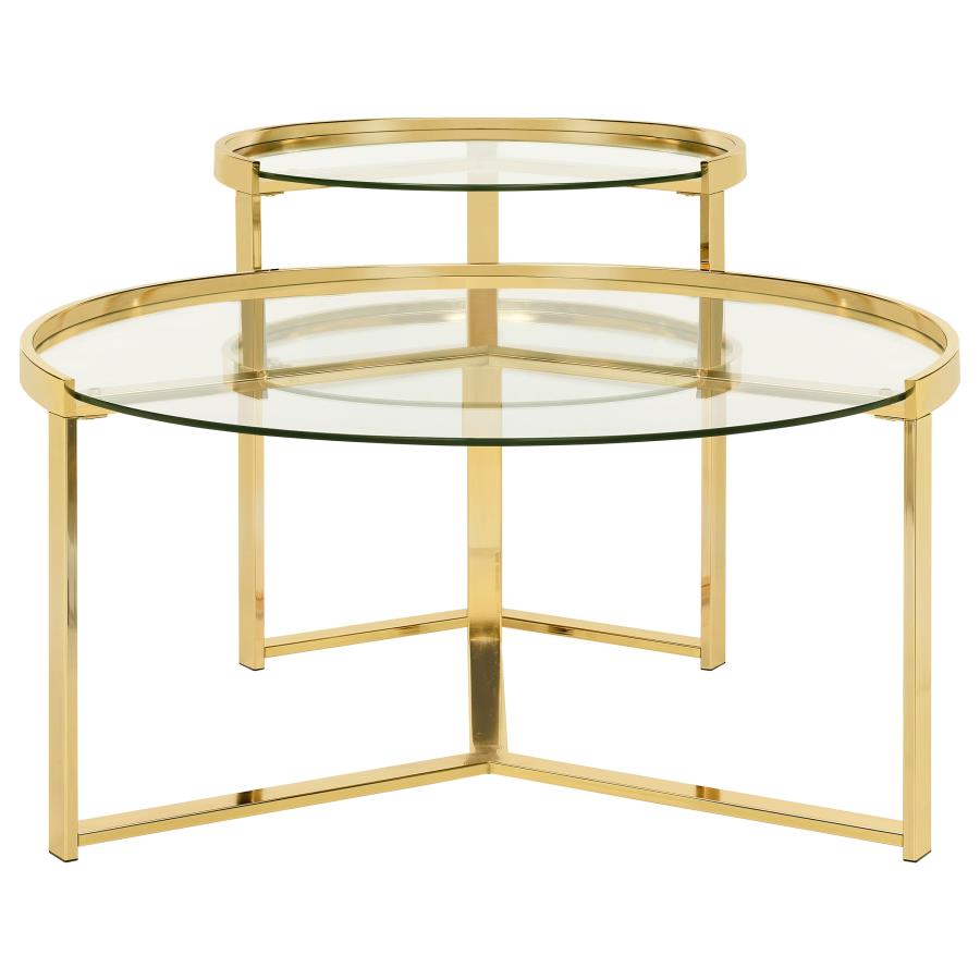 Delia - 2 Piece Round Glass Top Nesting Coffee Table