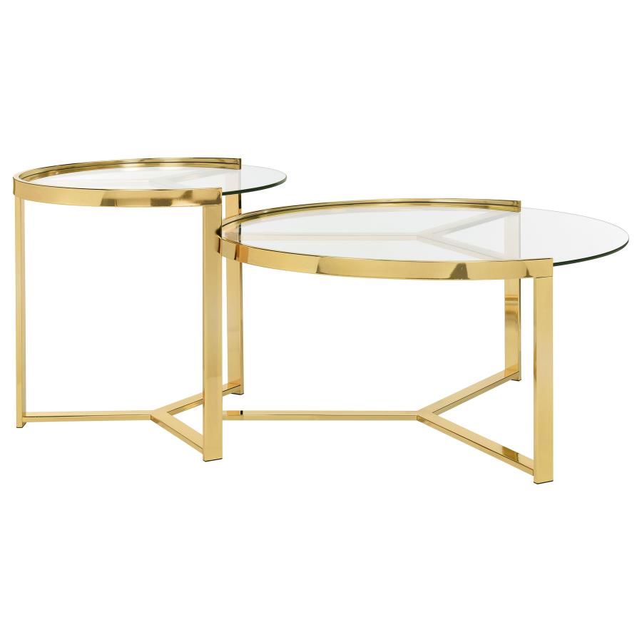 Delia - 2 Piece Round Glass Top Nesting Coffee Table