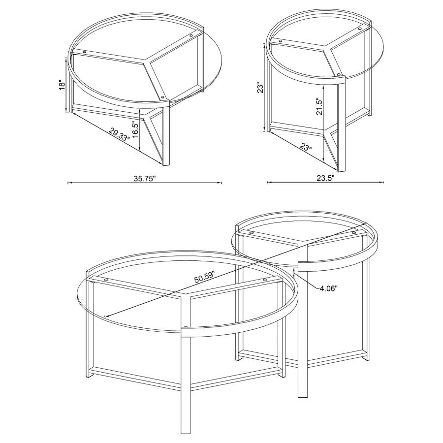 Delia - 2 Piece Round Glass Top Nesting Coffee Table