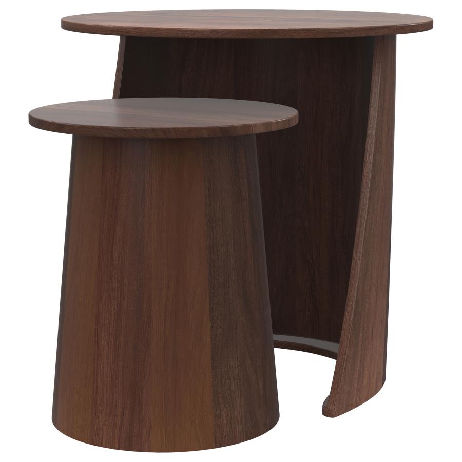 Yency - 2 Piece Round - Mango Wood Nesting Table Set - Dark Brown