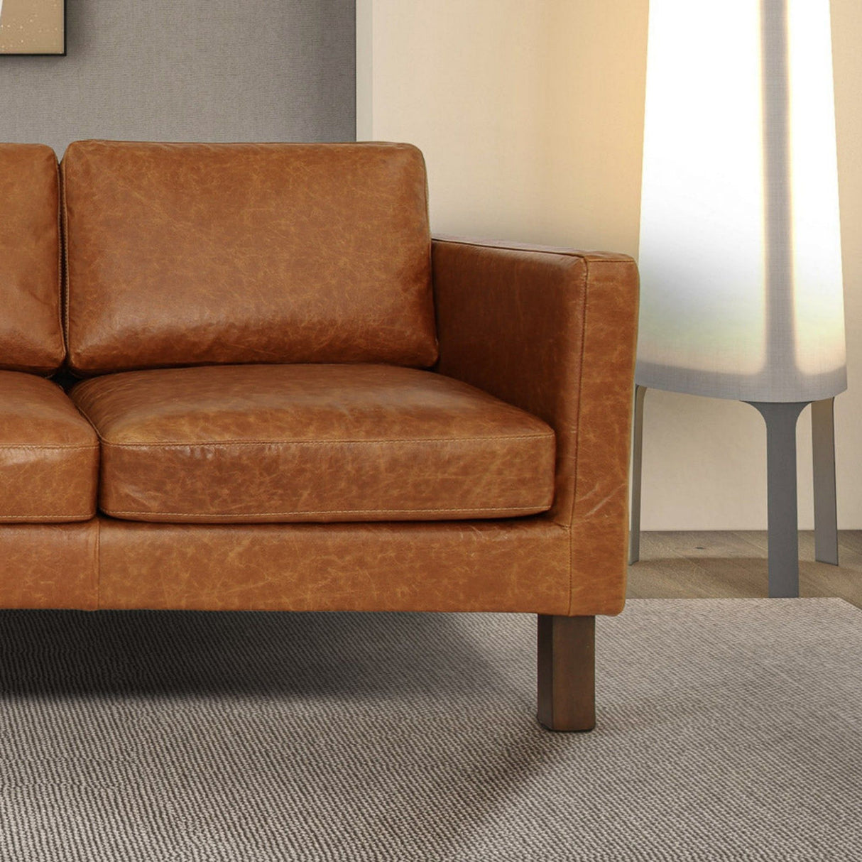 Memphis - Waxy Sofa - Cognac by Ashcroft Furniture | Bel Furniture