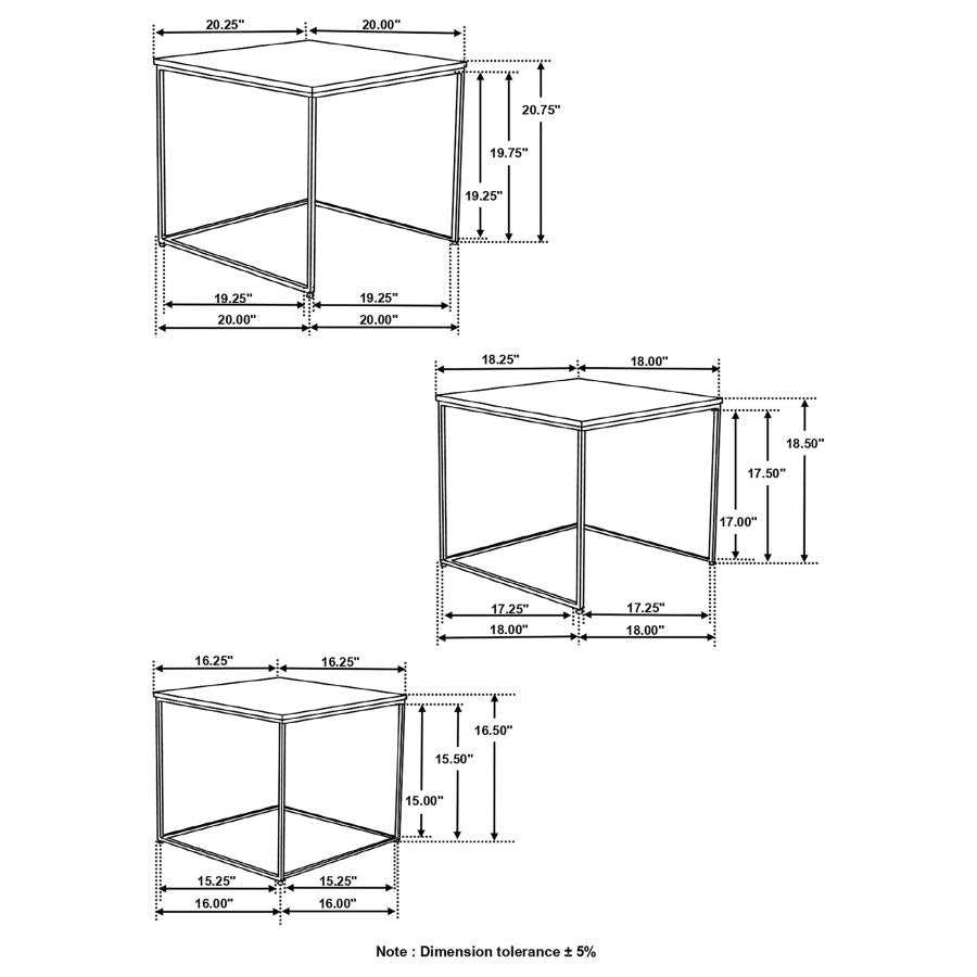 Belcourt - 3 Piece Square Nesting Tables - Natural And Black