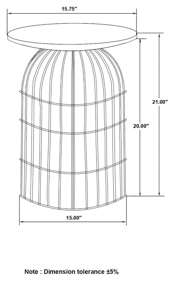 Bernardo - Round Wire Frame Side Table - Natural And Gunmetal