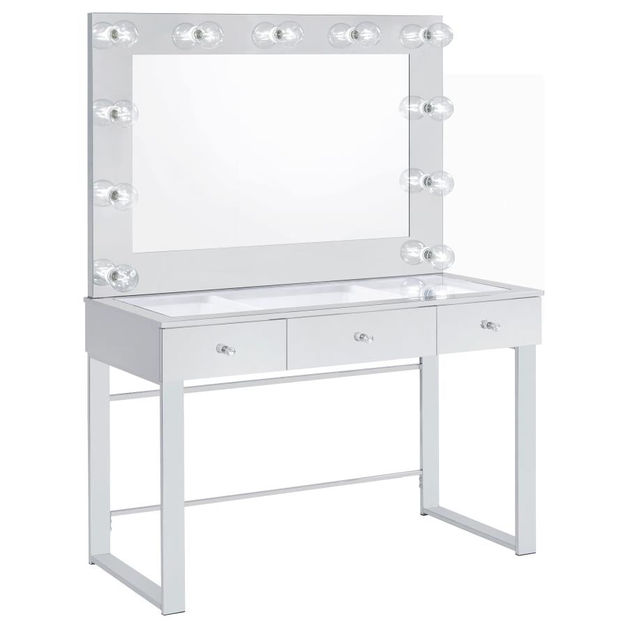 Umbridge - 3-Drawer Vanity Set With Lighting - Chrome And White