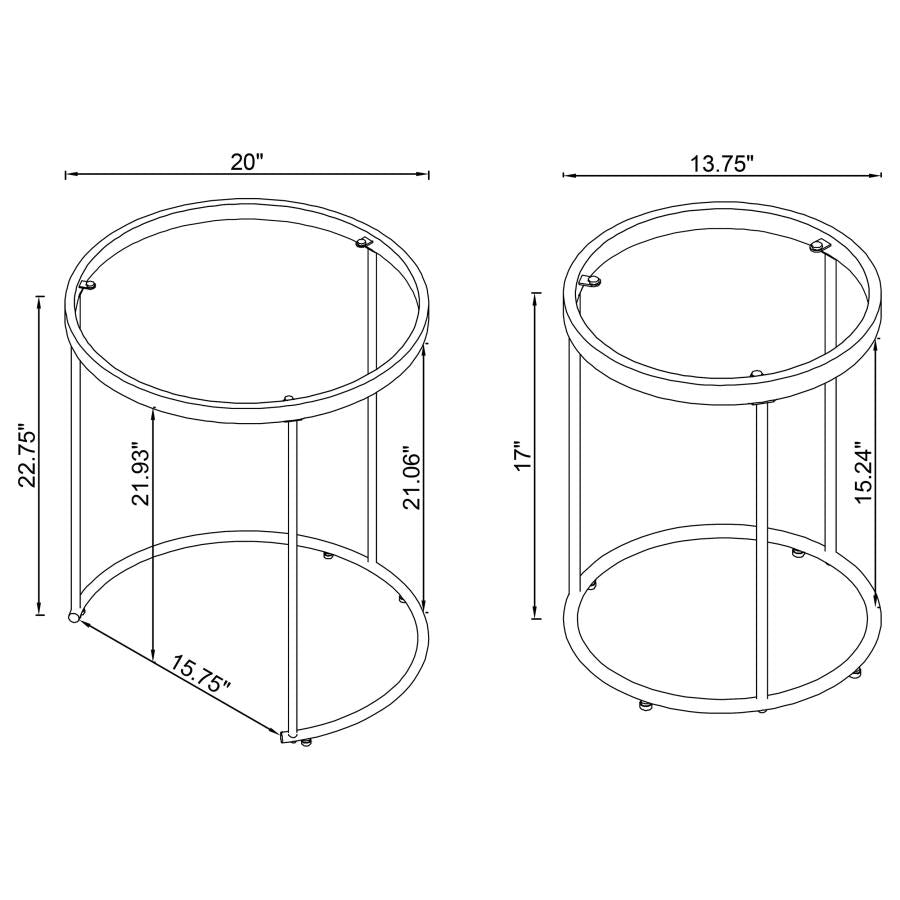 Maylin - 2 Piece Round Glass Top Nesting Table Set - Gold