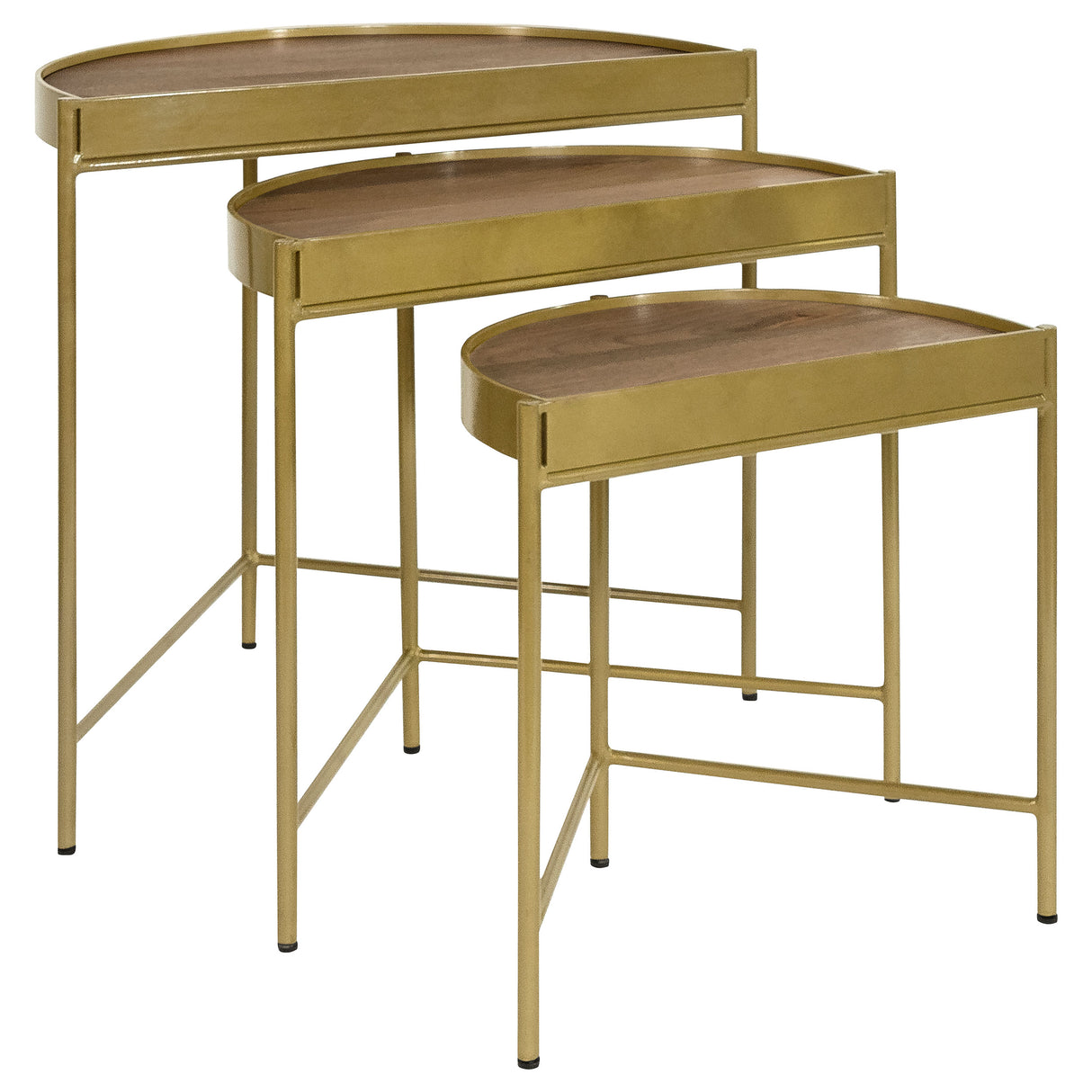 Tristen - 3 Piece Demilune Nesting Table - Brown And Gold