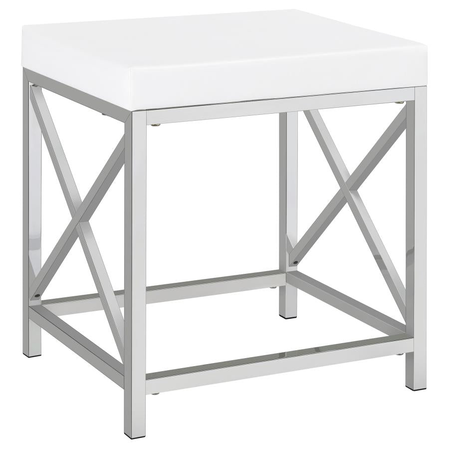 Eliza - Vanity Set With Lighting & Stool - White And Chrome