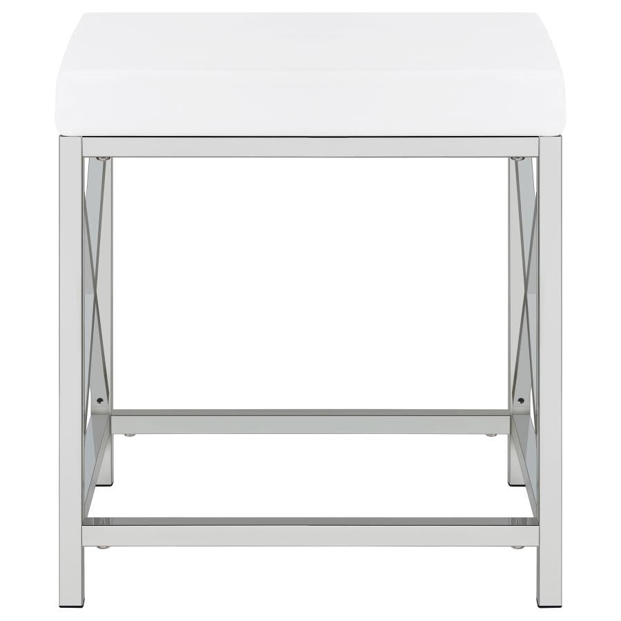 Eliza - Vanity Set With Lighting & Stool - White And Chrome