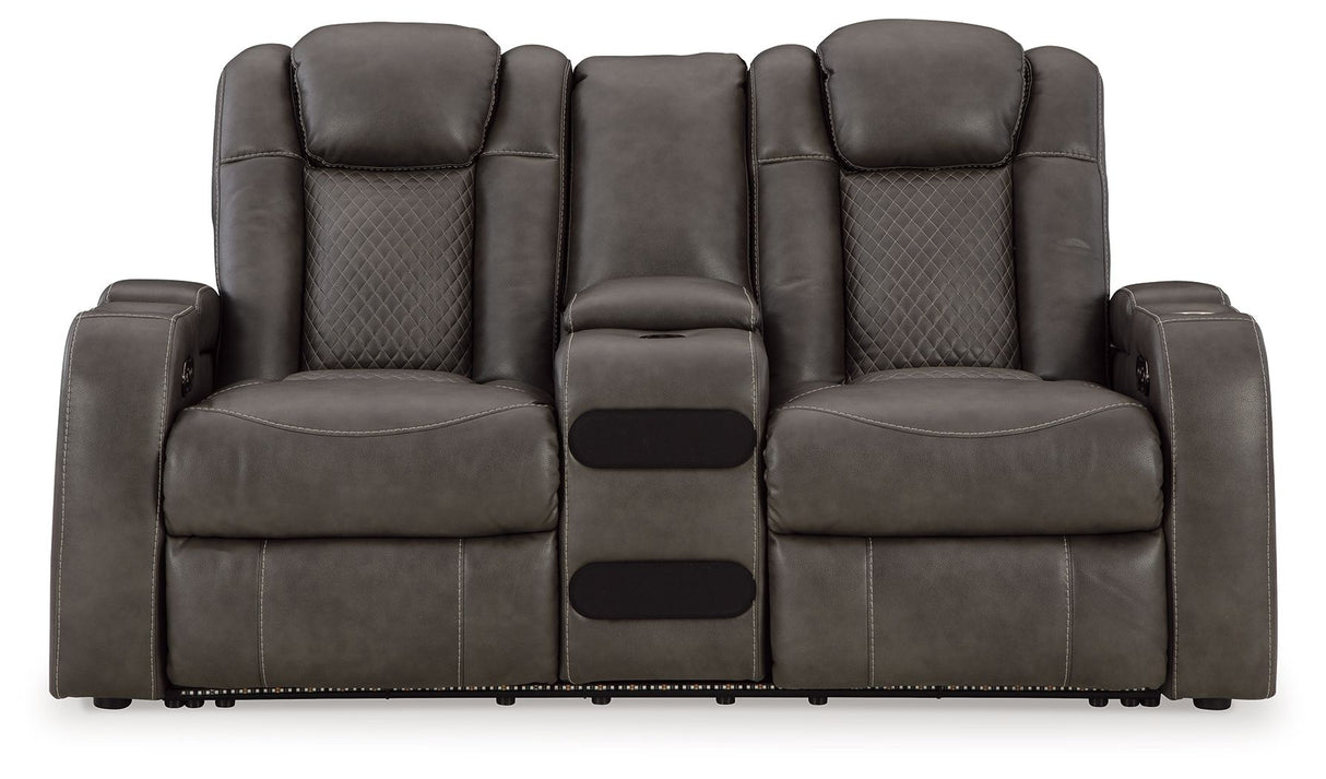 Fyne-dyme - Power Reclining Loveseat With Console/Adj Hdrst by Signature Design by Ashley® | Bel Furniture